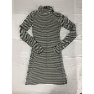 LAmade Black White Striped Dress Womens XS Long Sleeve Mock Neck Back Zipper